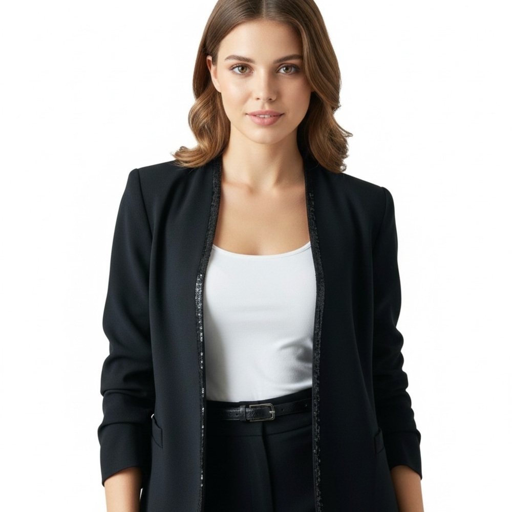 NWT ESCADA Women Blazer Black 38 Beaded Neck Jacket Formal Party Non But…
